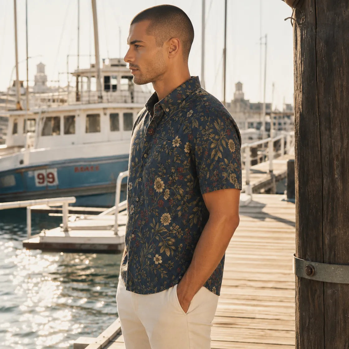 All-Over Print Men's Breathable Shirt|140GSM Slub Cotton - example print 2