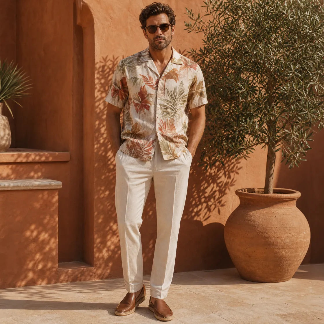 All-Over Print Men's Hawaiian Shirt With Button Closure - example print 2