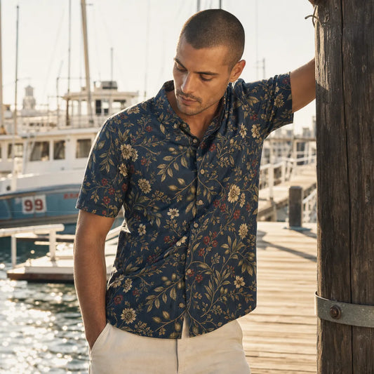All-Over Print Men's Breathable Shirt|140GSM Slub Cotton - example print 1