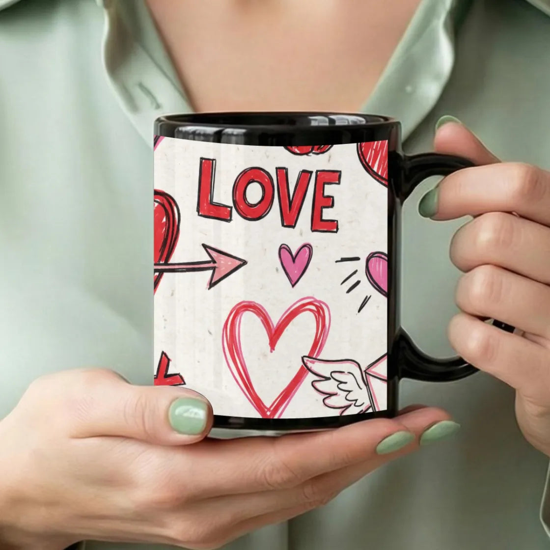 11 oz Black Ceramic Mug - example print 1