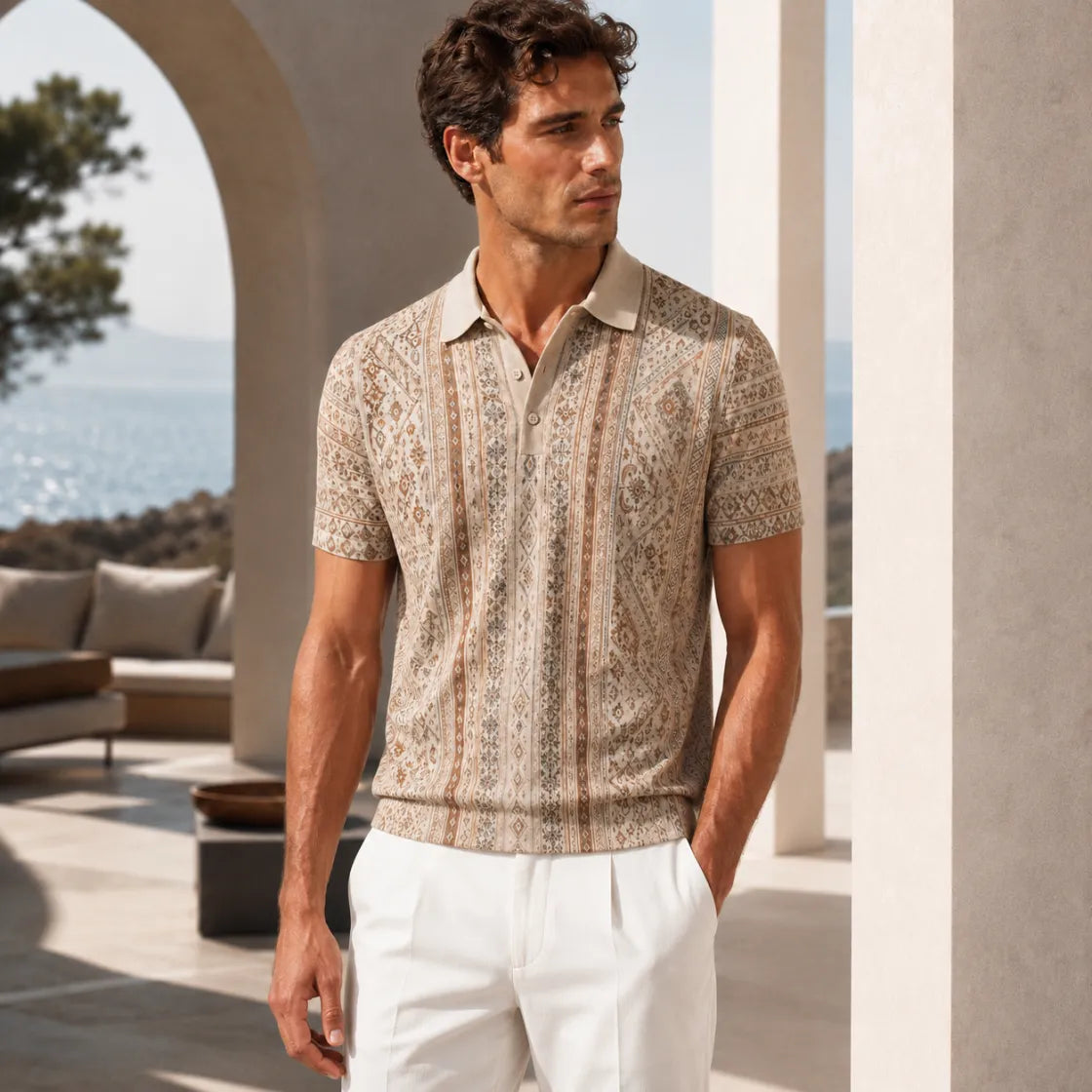 All-Over Print Men's Polo Collar Jersey - example print 1