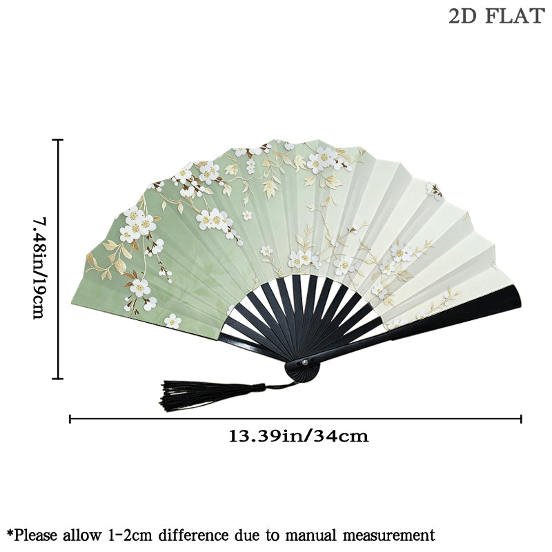 Double-Sided Folding Fan with Tassel | Black Ribs - example print 3