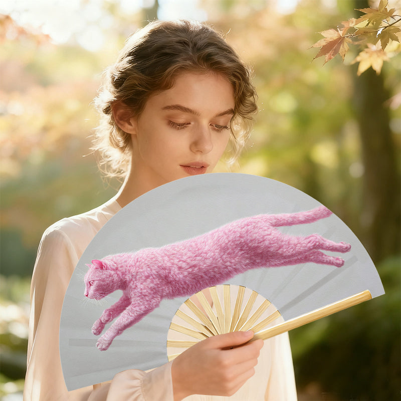 Large Folding Fan | Natural Bamboo Ribs - example print 1