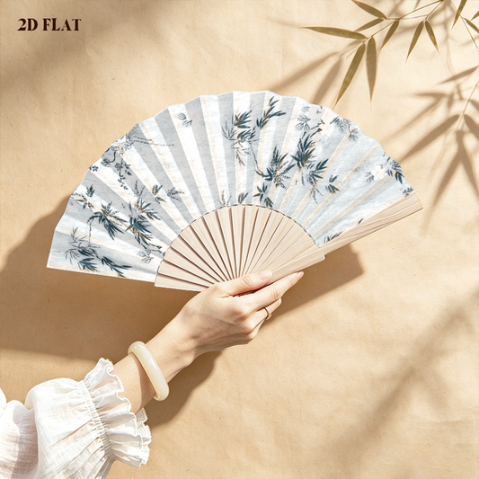 Single-Sided Folding Fan | Natural Wood Ribs - example print 1