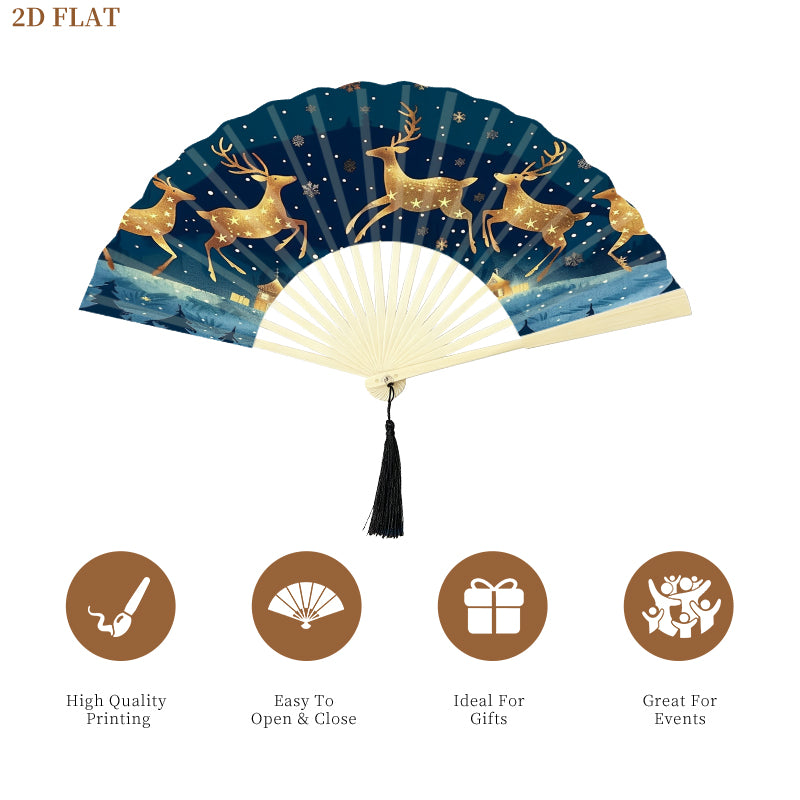 Folding Fan with Tassel | Natural-Finish Plastic Ribs - example print 2