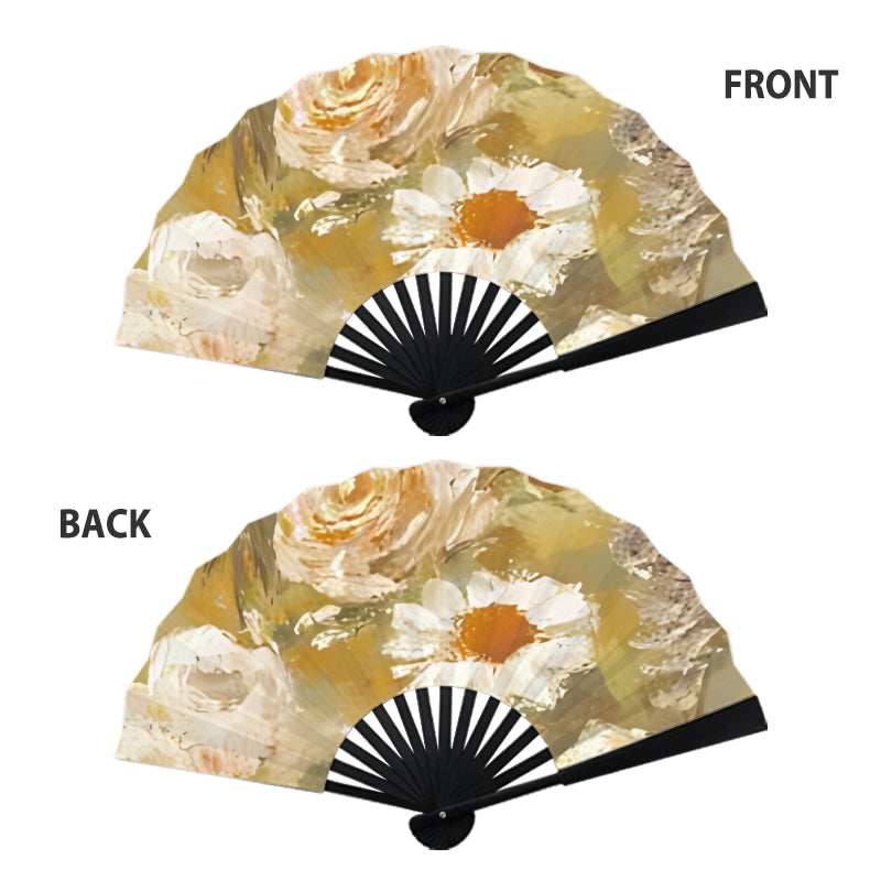 Double-Sided Folding Fan with Tassel | Black Ribs - example print 6