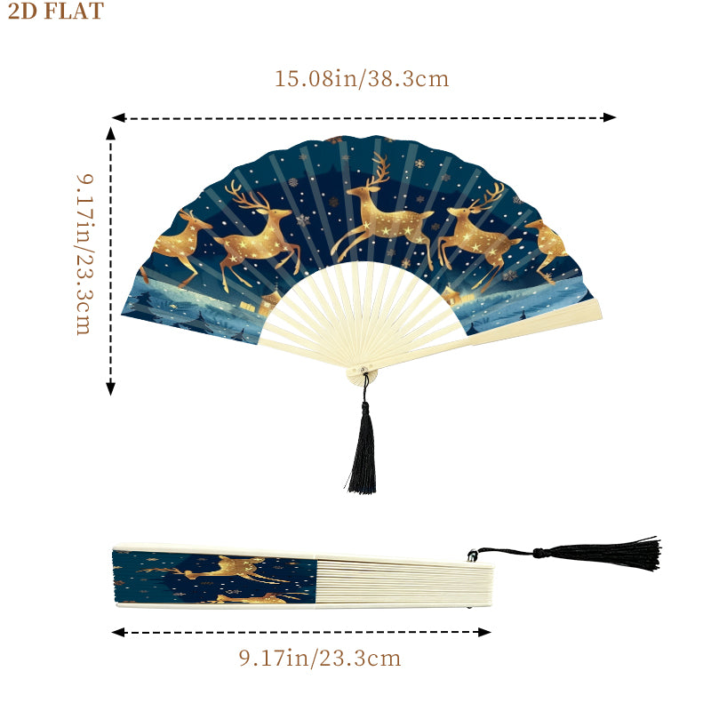 Folding Fan with Tassel | Natural-Finish Plastic Ribs - example print 3