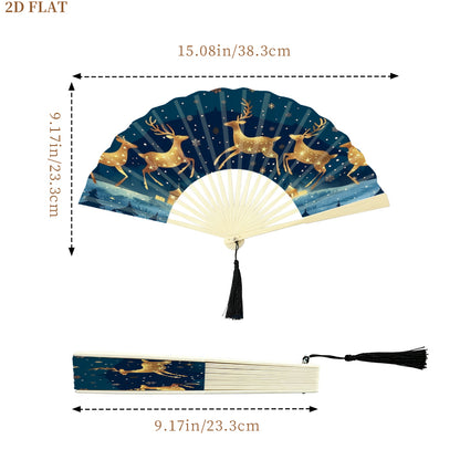 Folding Fan with Tassel | Natural-Finish Plastic Ribs - example print 3