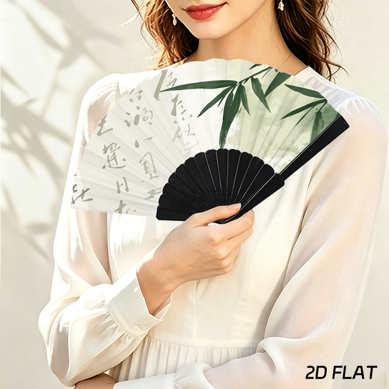 Single-Sided Folding Fan | Black Plastic Ribs - example print 1