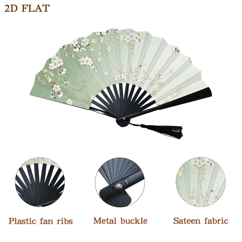 Double-Sided Folding Fan with Tassel | Black Ribs - example print 4