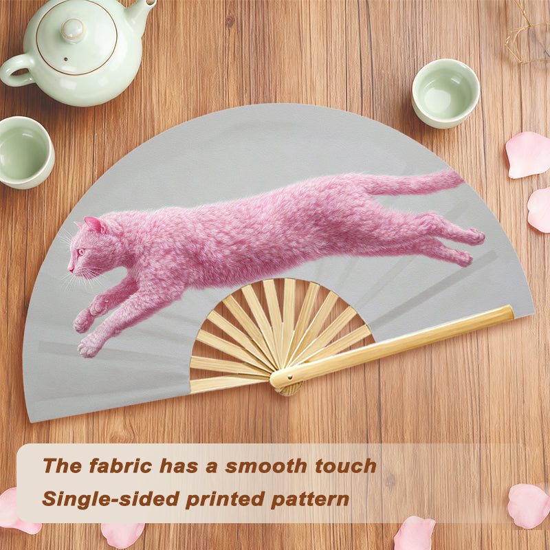 Large Folding Fan | Natural Bamboo Ribs - example print 2