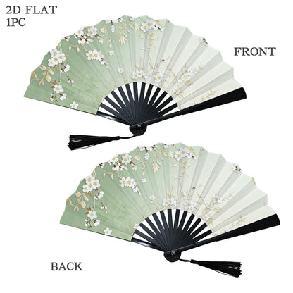 Double-Sided Folding Fan with Tassel | Black Ribs - example print 2