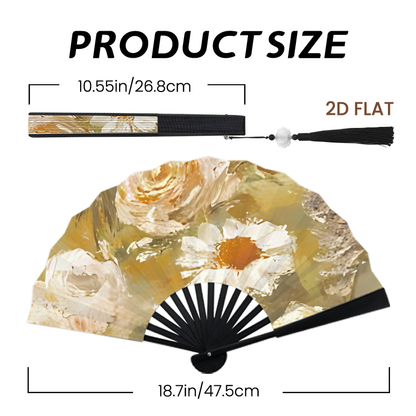 Double-Sided Folding Fan with Tassel | Black Ribs - example print 7