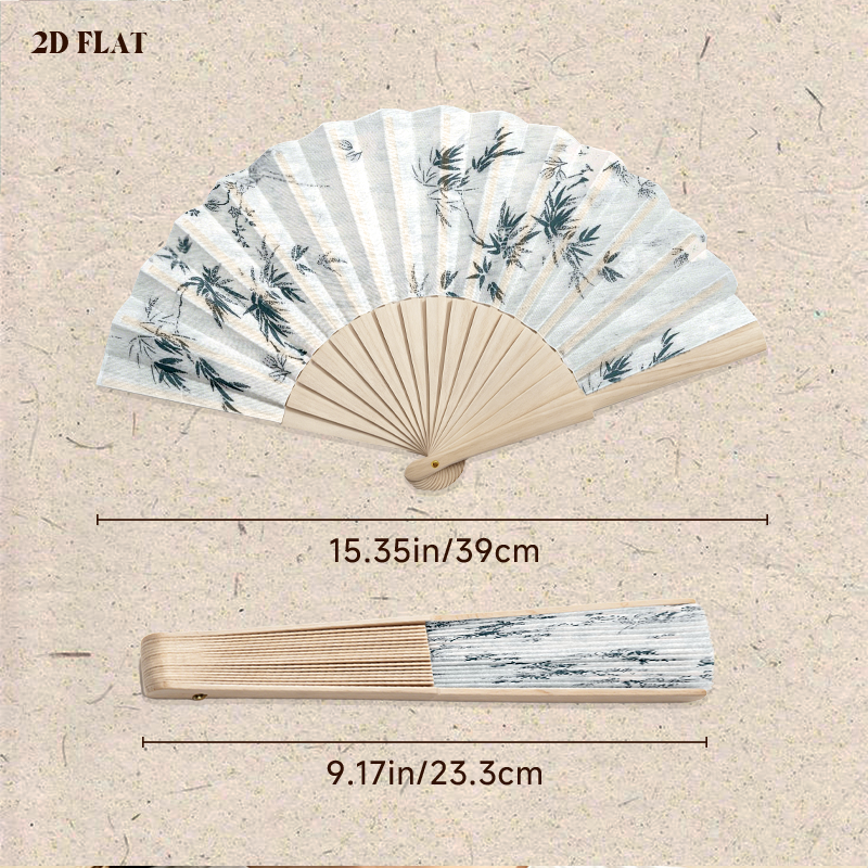 Single-Sided Folding Fan | Natural Wood Ribs - example print 3