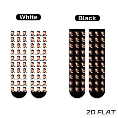 Men's Portrait-Print Socks | Black & White — product view