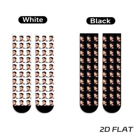 Men's Portrait-Print Socks | Black & White — product view