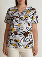 Women's Plus-Size All-Over Print Mesh V-Neck T-Shirt | 140 GSM — product view