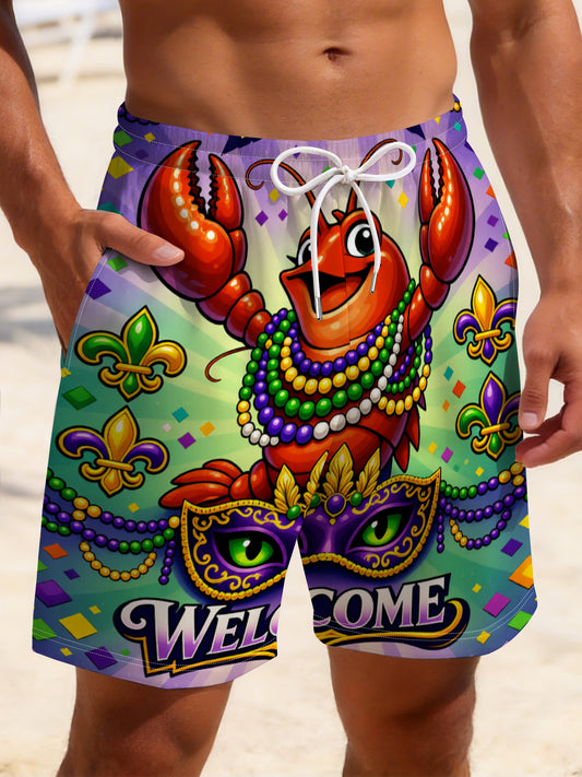 Men's Plus-Size All-Over Print Stretch Beach Shorts — product view