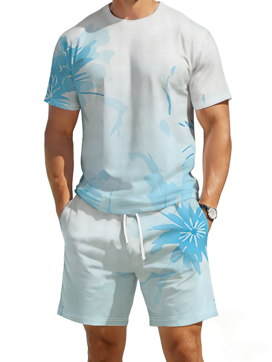 Men's All-Over Print Crew-Neck T-Shirt & Shorts Set — product view