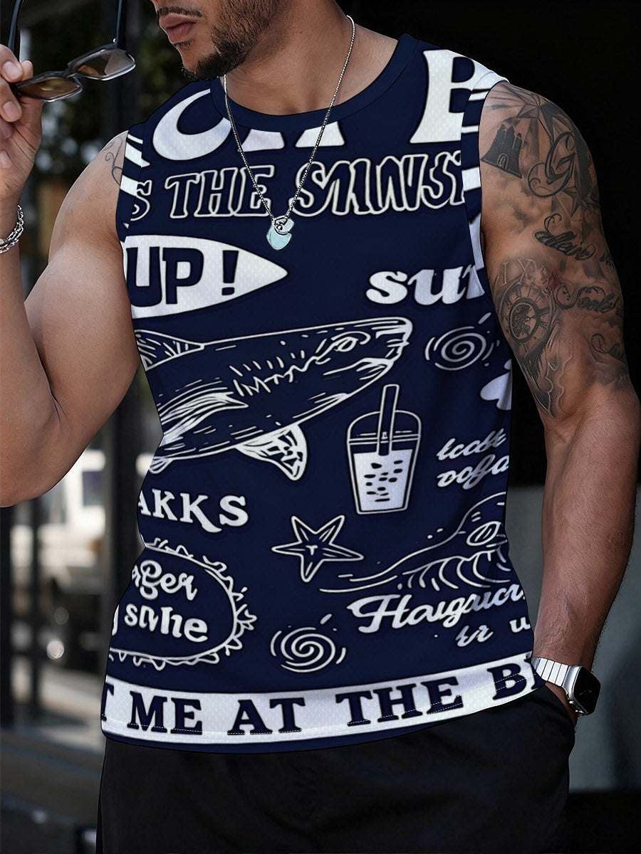 Men's Plus-Size All-Over Print Mesh Tank Top | 150 GSM — product view