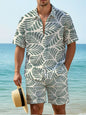Men's Plus-Size All-Over Print Stretch Shirt & Shorts Set — product view