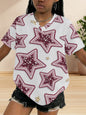 Girls' All-Over Print Mesh V-Neck T-Shirt | 150 GSM — product view