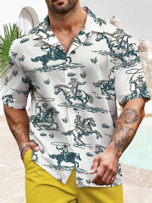 Men's All-Over Print Stretch Short-Sleeve Shirt | 120 GSM — product view