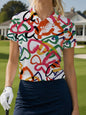 Women's All-Over Print Mesh Polo Shirt | 150 GSM — product view