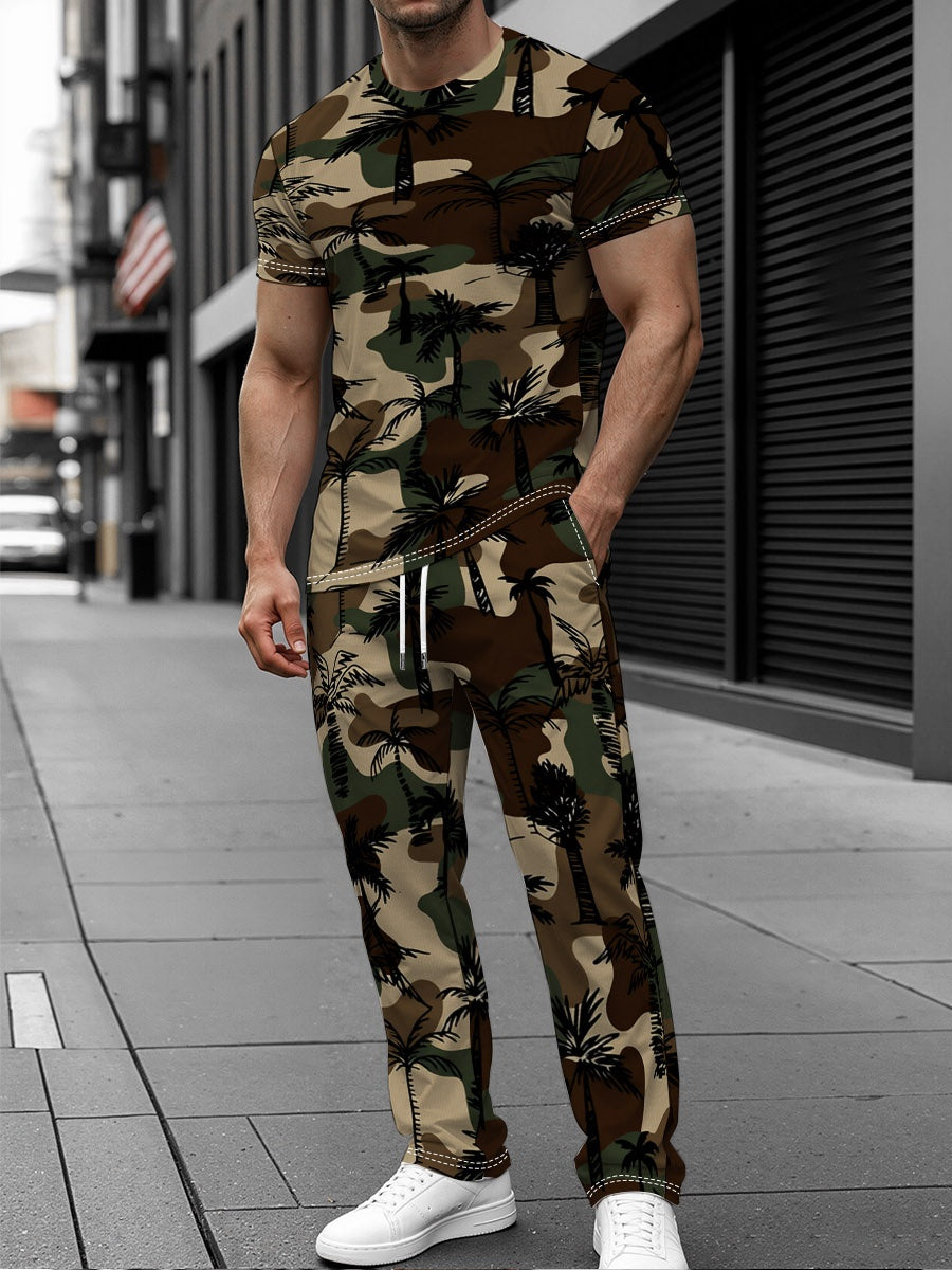 Men's All-Over Print Short-Sleeve Top & Trousers Set — product view