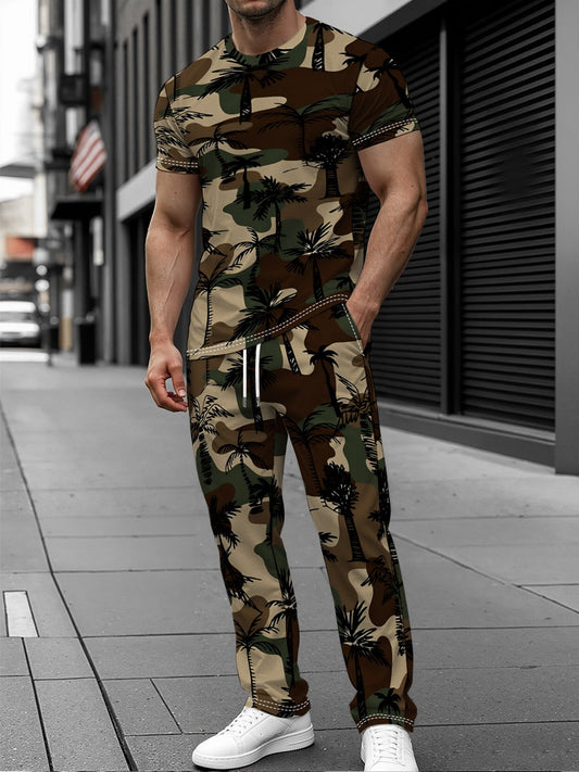 Men's All-Over Print Short-Sleeve Top & Trousers Set — product view