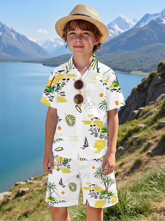 Boys' All-Over Print Shirt & Shorts Set | No Pockets — product view