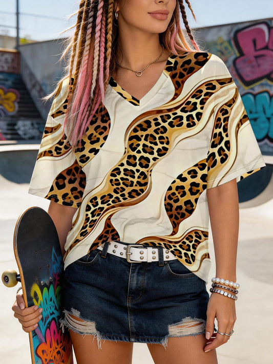 Women's Plus-Size All-Over Print V-Neck Sports Jersey | 150 GSM — product view