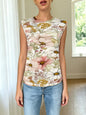 Women's All-Over Print Flutter-Sleeve Top | 180 GSM — product view