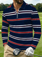 Men's All-Over Print Long-Sleeve Zip Polo Shirt | 180 GSM — product view