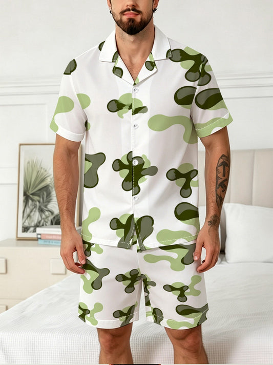 Men's All-Over Print Short-Sleeve Pyjama Set — product view