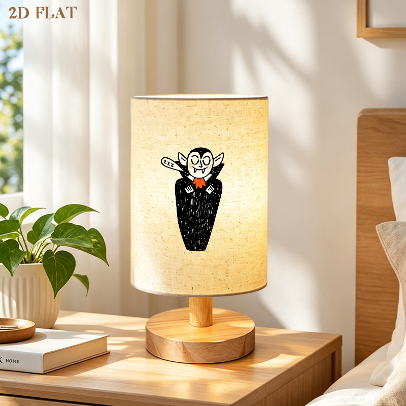 USB Fabric-Shade Table Lamp | Spot Print — product view