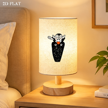 USB Fabric-Shade Table Lamp | Spot Print — detail view