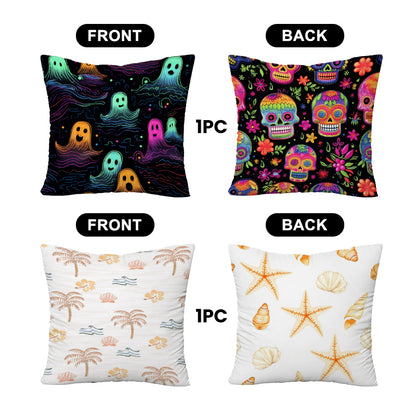 Short Plush Pillow Cover | Different Front & Back · 2-Pack - example print 2