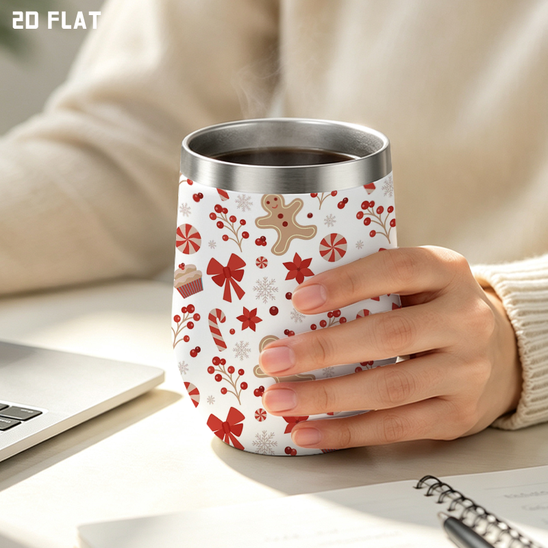 12 oz Stemless Insulated Cup | Metal Rim - product view 3